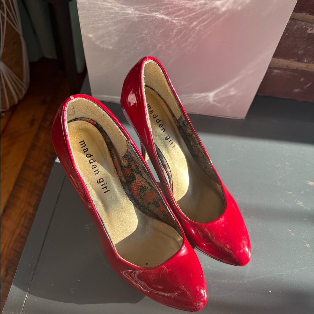 Madden Girl Glossy Red Heels